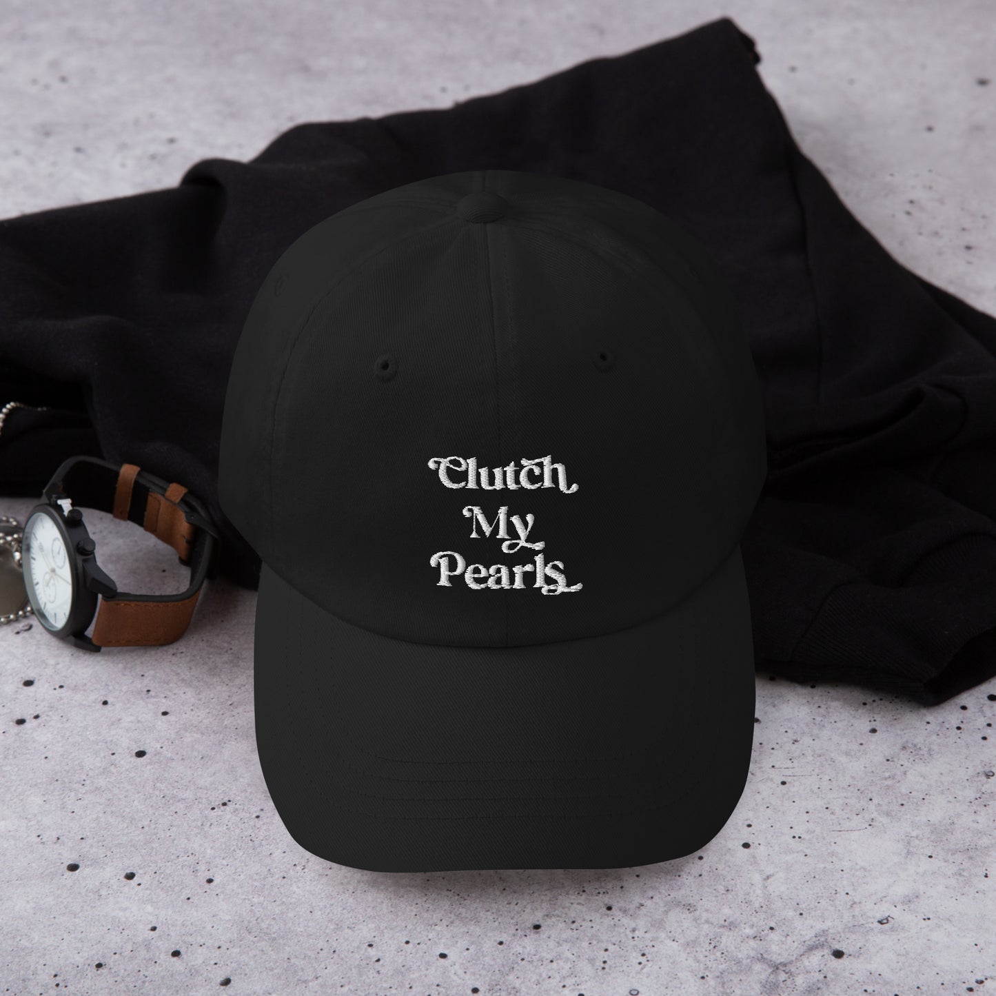 Clutch My Pearls classic logoDad hat